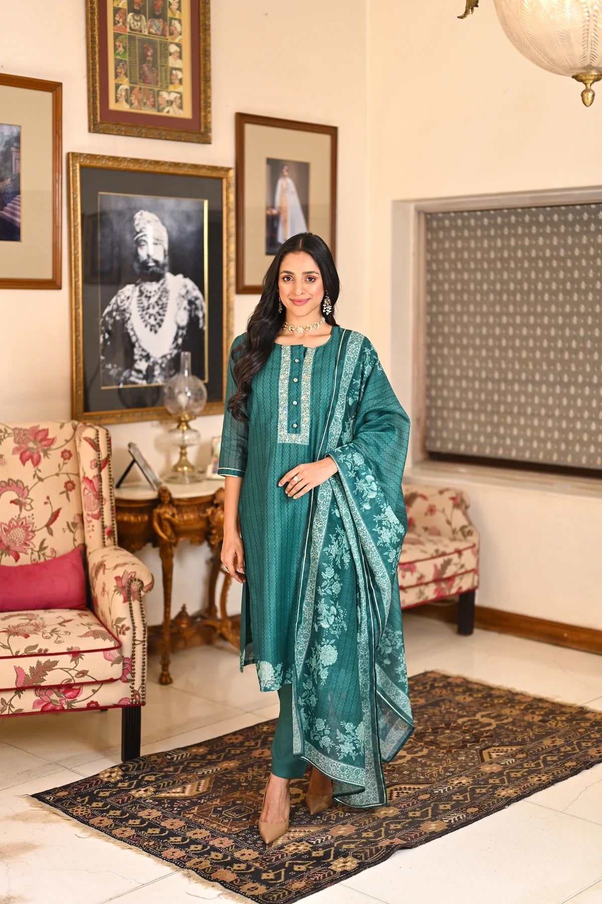 Soft Rayon Embroidery Work And Button Kurta Set With Dupatta