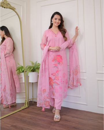 Premium Organza Kurta Set With Dupatta