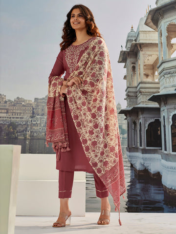 Chanderi Silk Kurta Set With Printed Dupatta