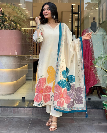 Viscose Rayon Kurta Set With Dupatta