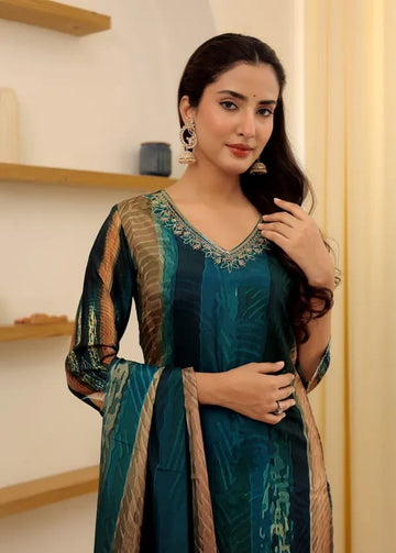 Soft Rayon Kurta Set With Printed Dupatta