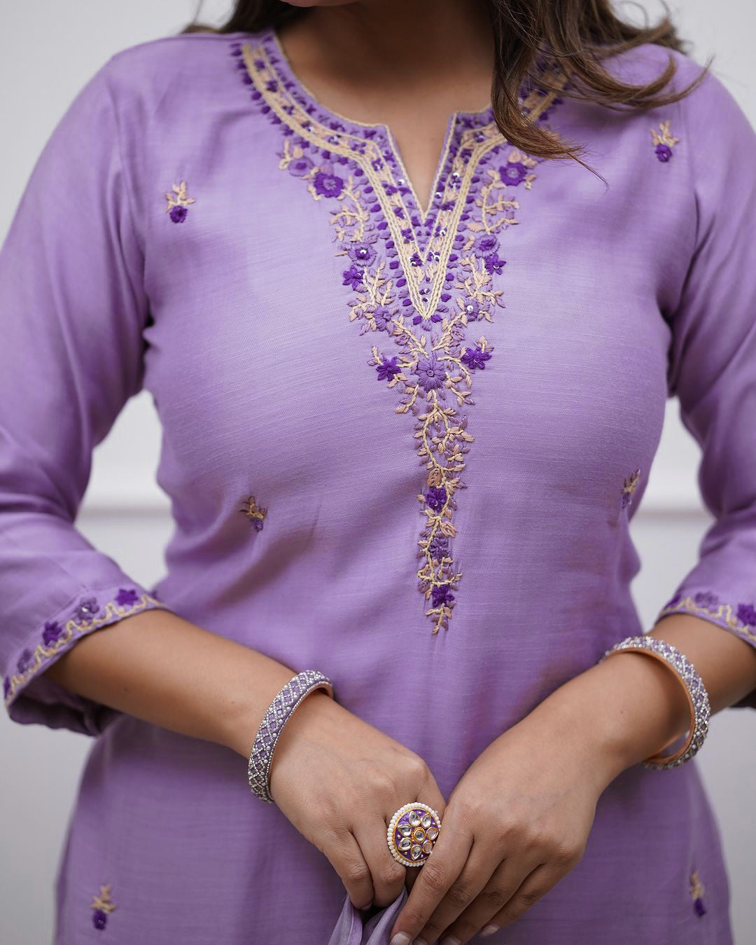 Soft Rayon Embroidered Kurta Set With Dupatta