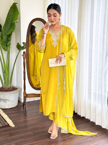 Viscose Chanderi Kurta Set With Dupatta