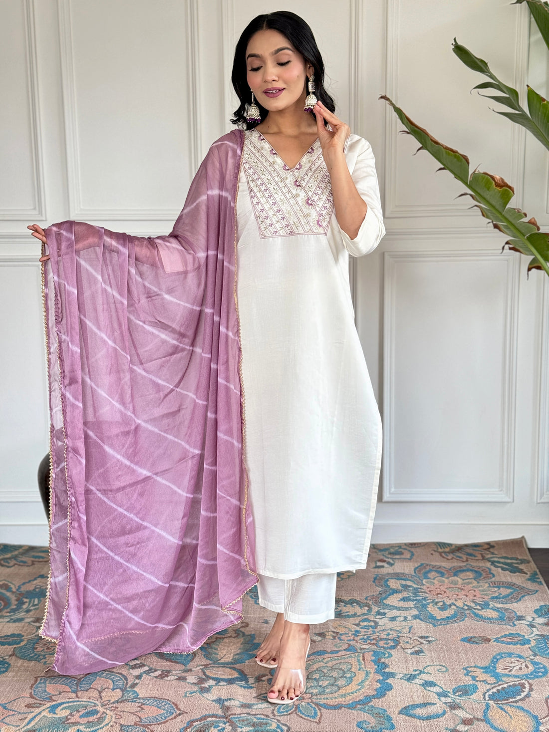 Viscose Chanderi Kurta Set With Dupatta