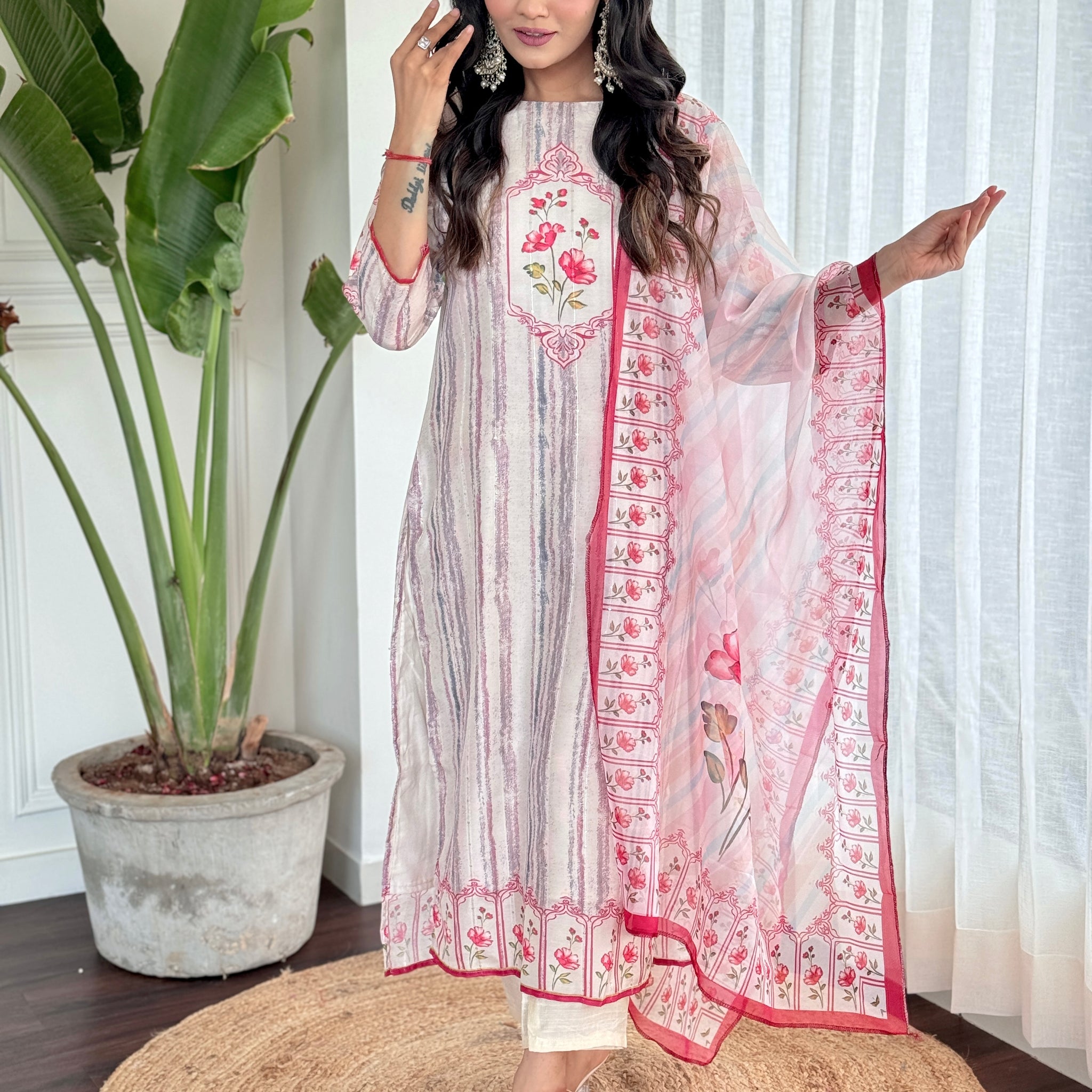 Pure Musline Kurta Set With Dupatta