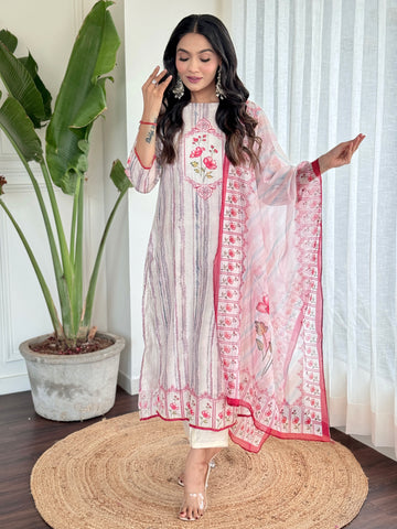 Pure Musline Kurta Set With Dupatta