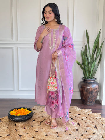 Women Embroidered CHANDERI & Jacquard Butti DUPAATA SET