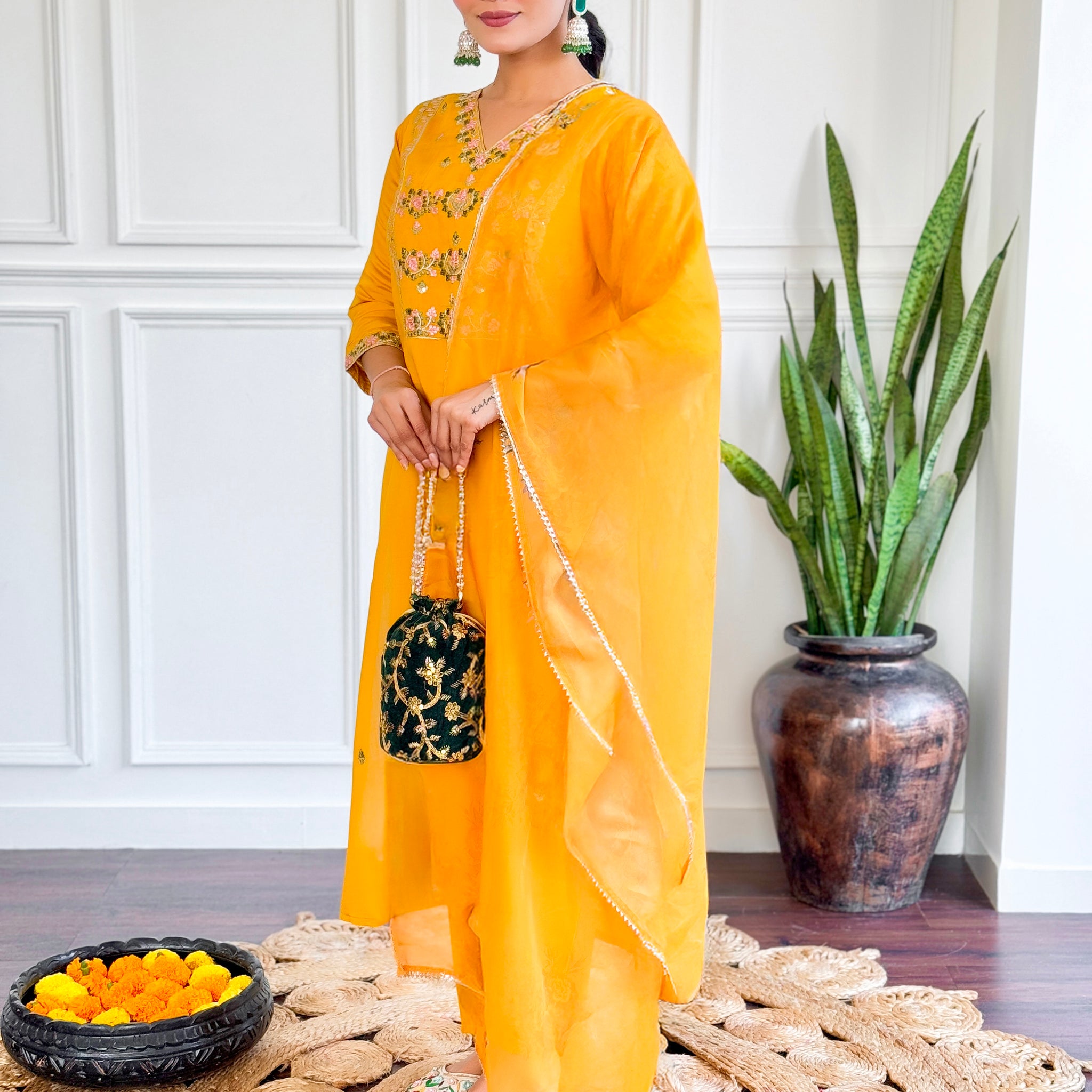 Chanderi Silk Kurta Set With Dupatta