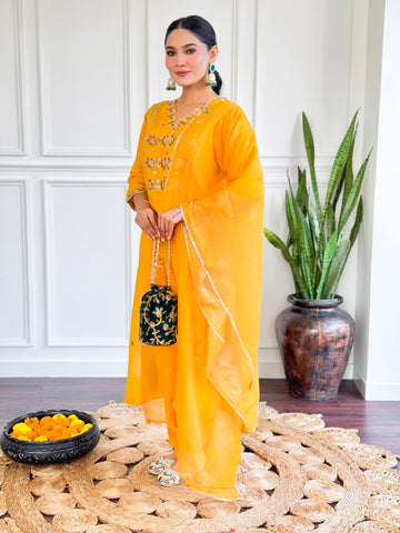 Chanderi Silk Kurta Set With Dupatta