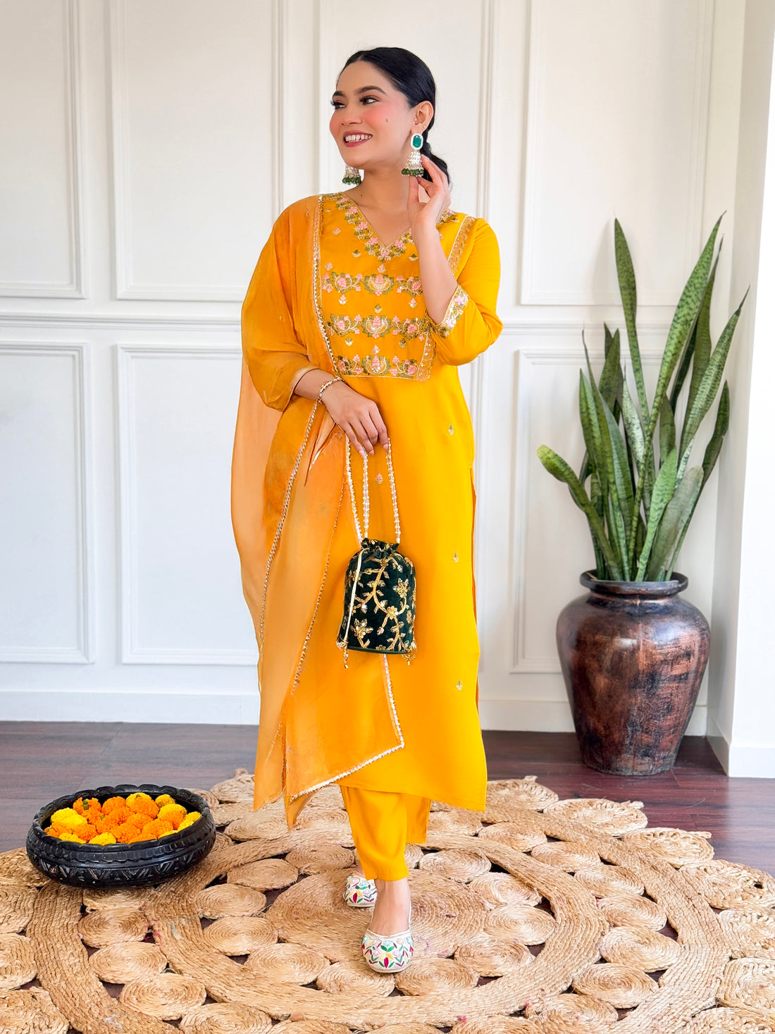 Chanderi Silk Kurta Set With Dupatta