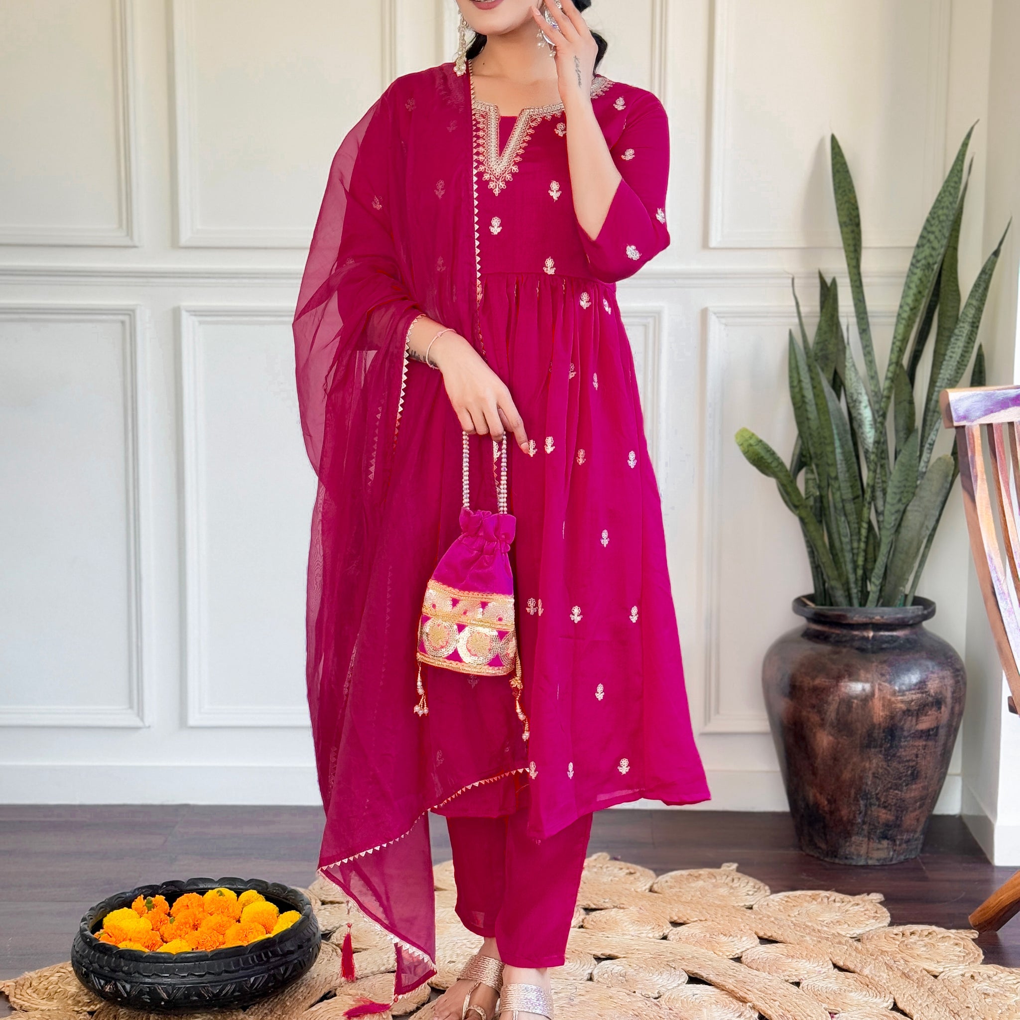 Vichtra  Kurta Set With Dupatta