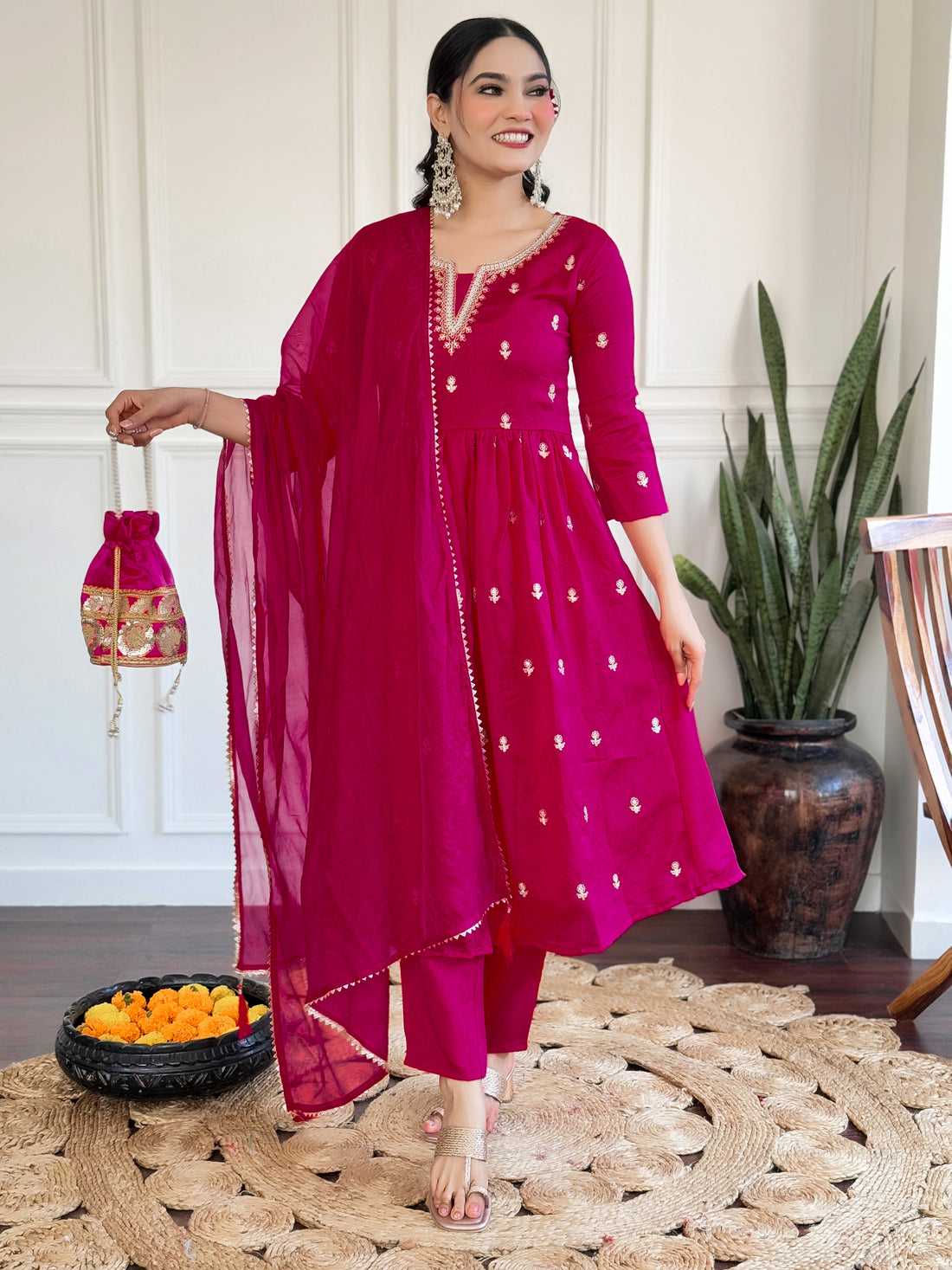 Vichtra  Kurta Set With Dupatta