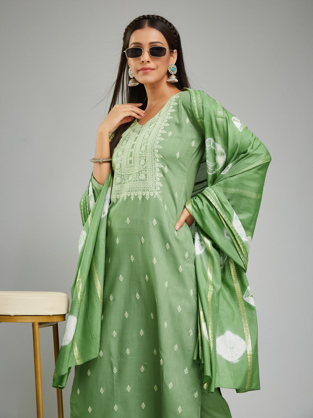 Rayon Rubber Printed With Jacquard Dupatta