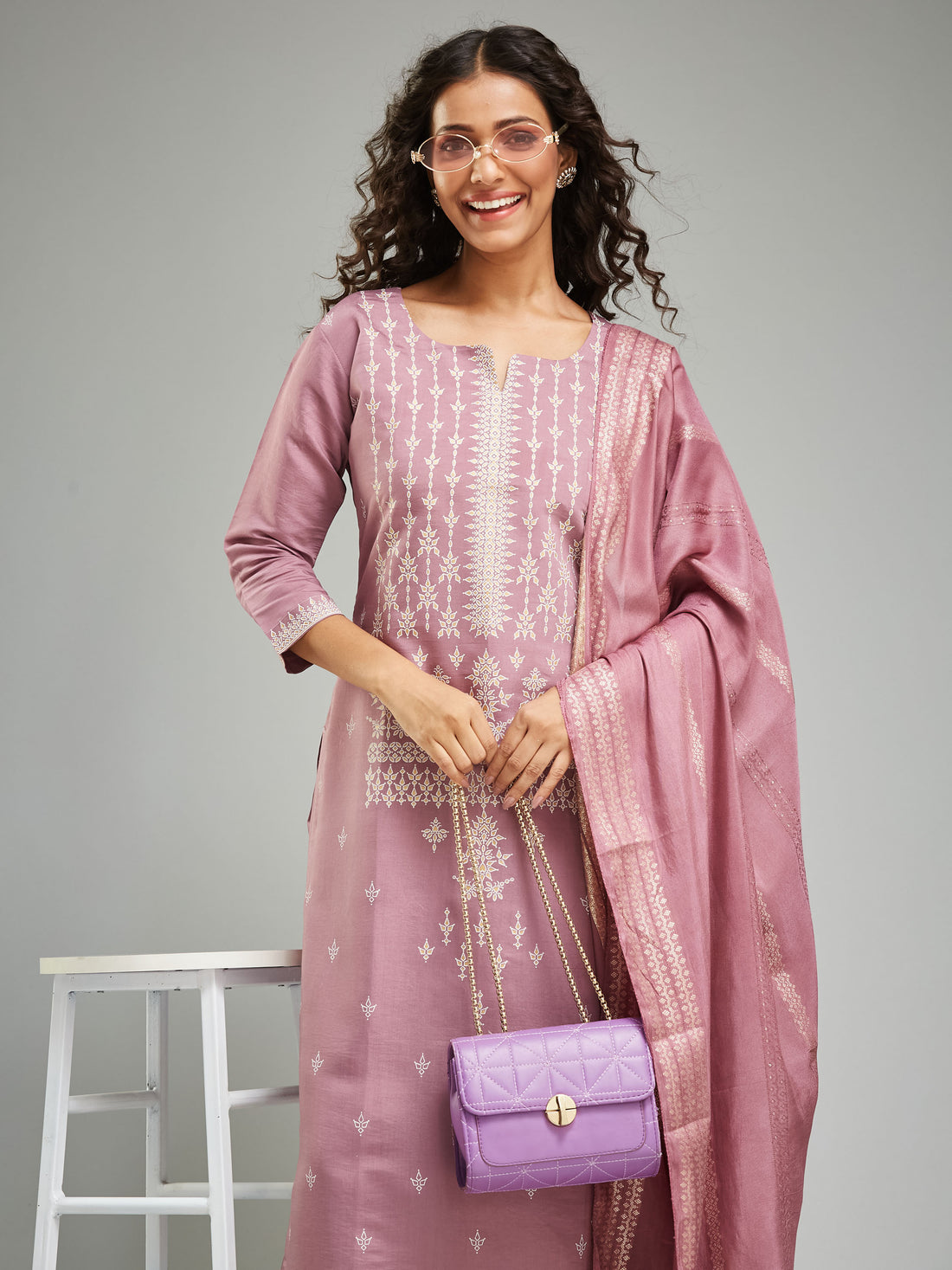 Viscose Chanderi Kurta Set With Dupatta