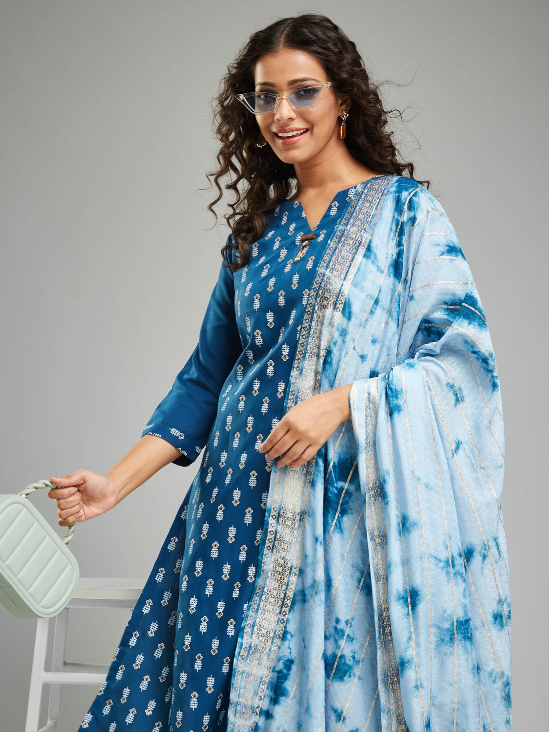 Rayon Khari Printed kurta Set With Viscose Jacquard Dupatta