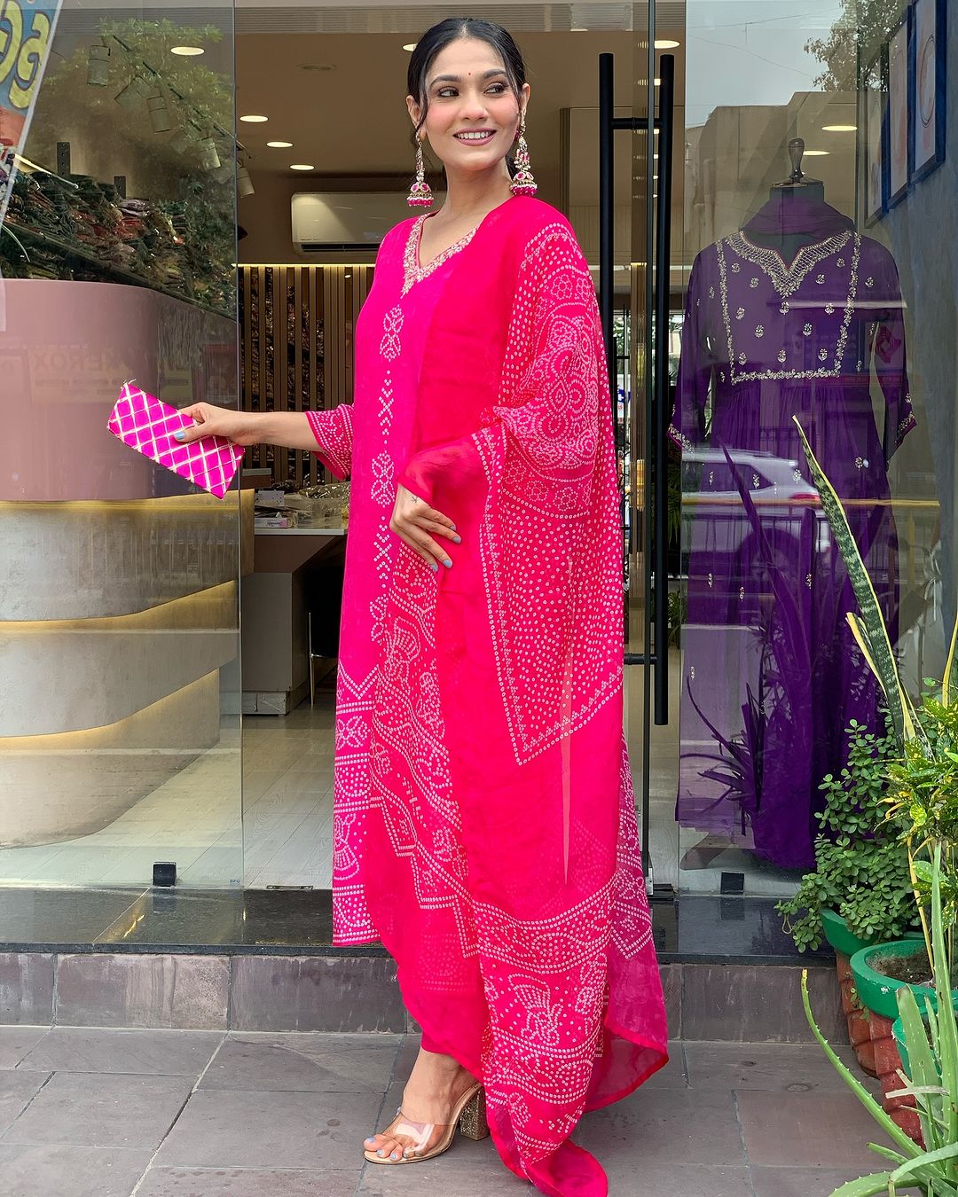 French Crepe Printed Kurta Set With Chinon Dupatta