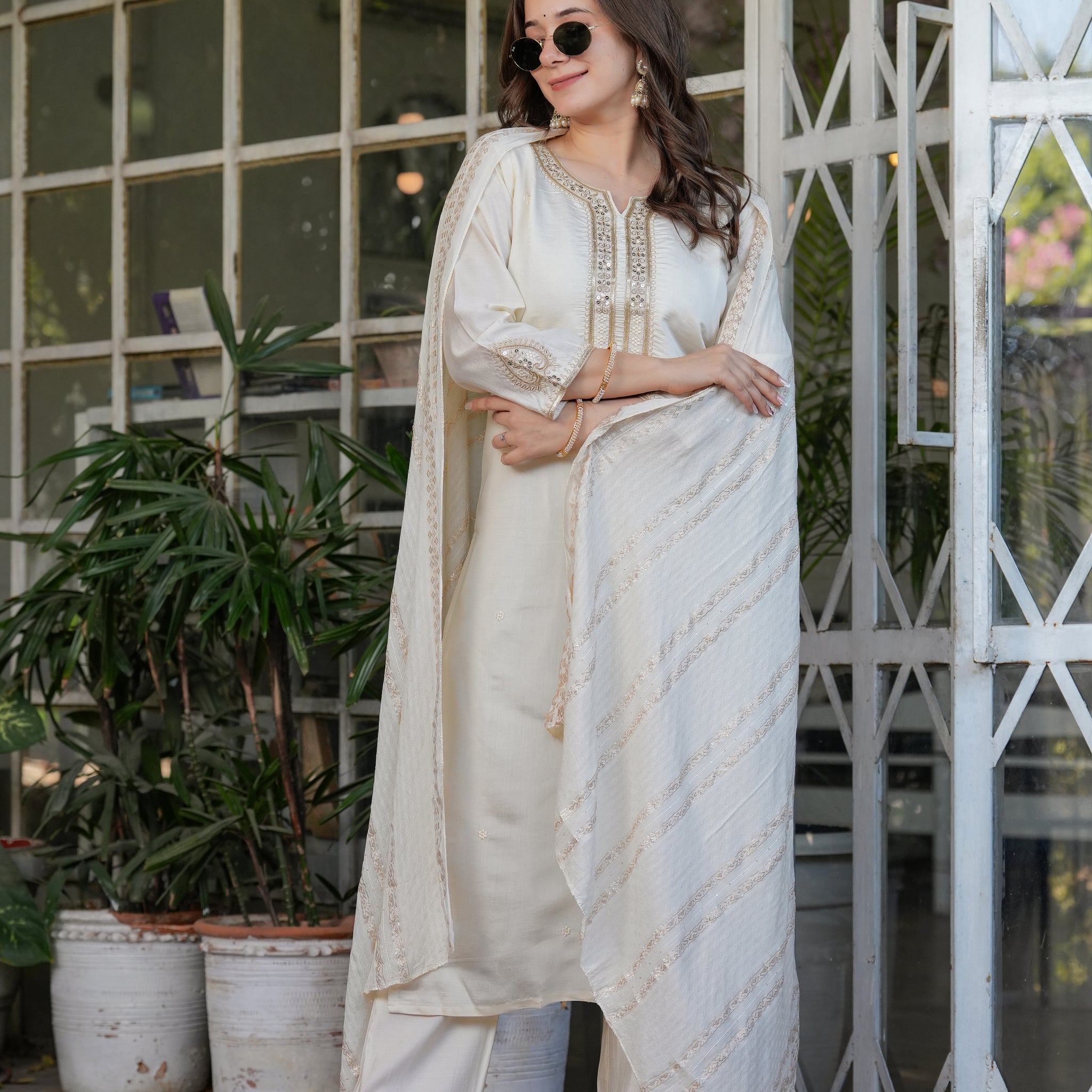 Viscose Chanderi Kurta Set With Jacquard Dupatta