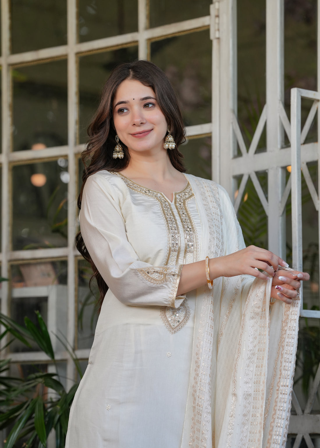 Viscose Chanderi Kurta Set With Jacquard Dupatta