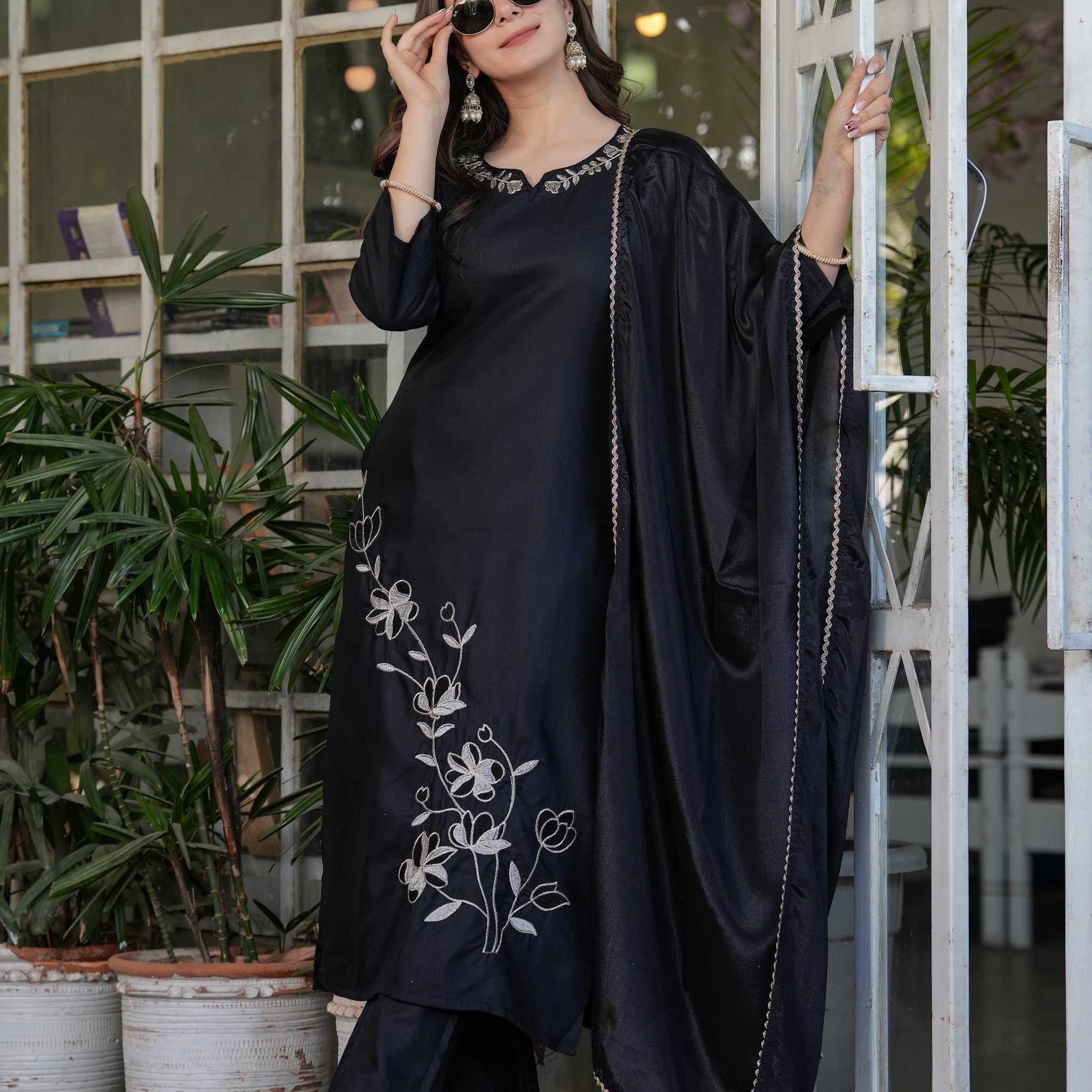 Viscose Rayon Kurta Set With Chinon Dupatta