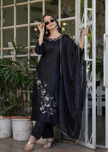 Viscose Rayon Kurta Set With Chinon Dupatta