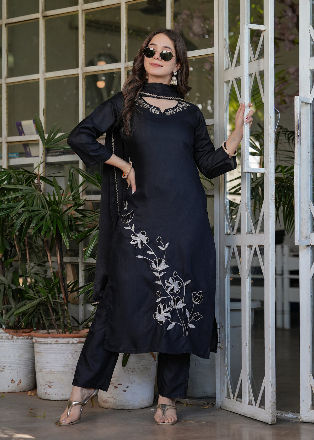 Viscose Rayon Kurta Set With Chinon Dupatta