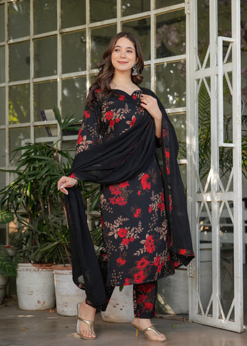 Silk Bleand Printed With Nazmeen Dupatta