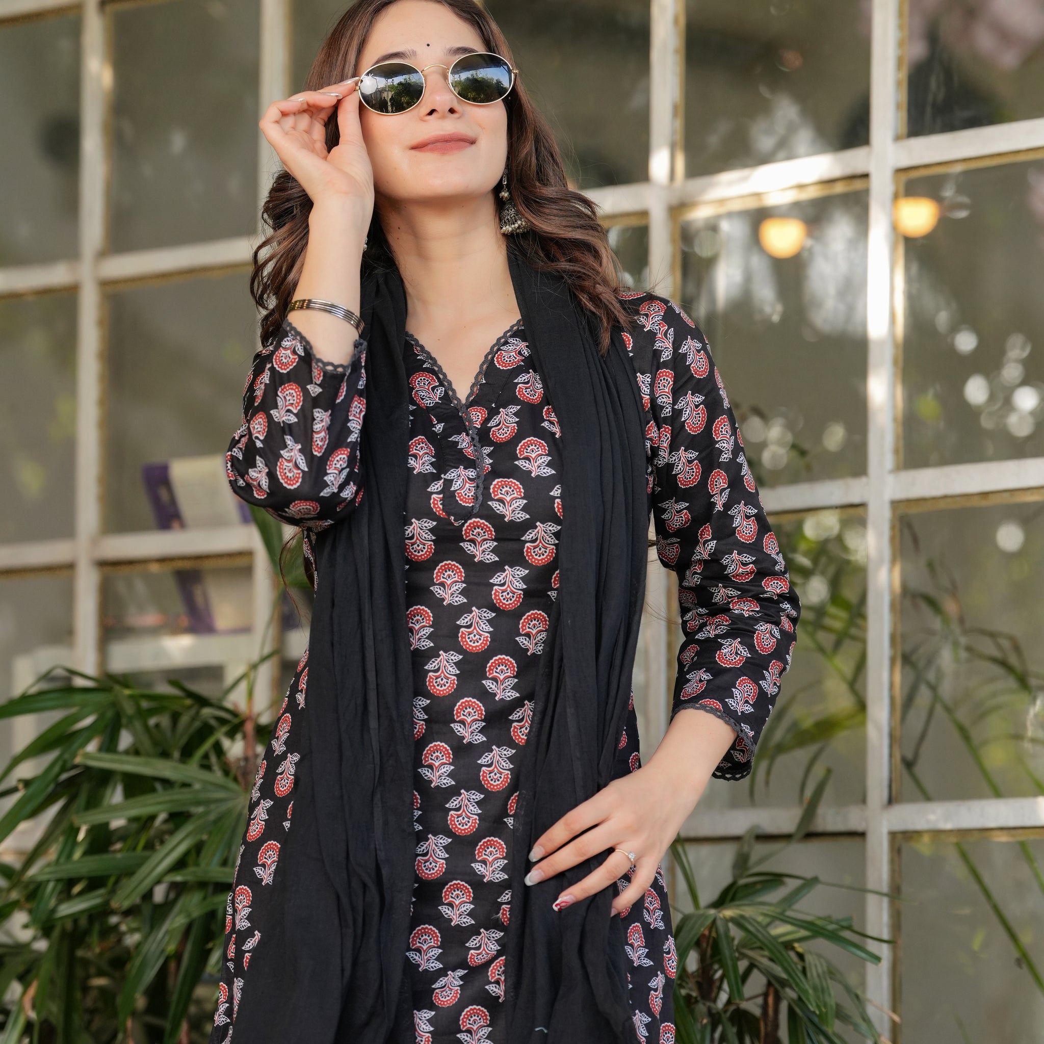 Pure Cotton Printed With Silk Kota Chex Dupatta