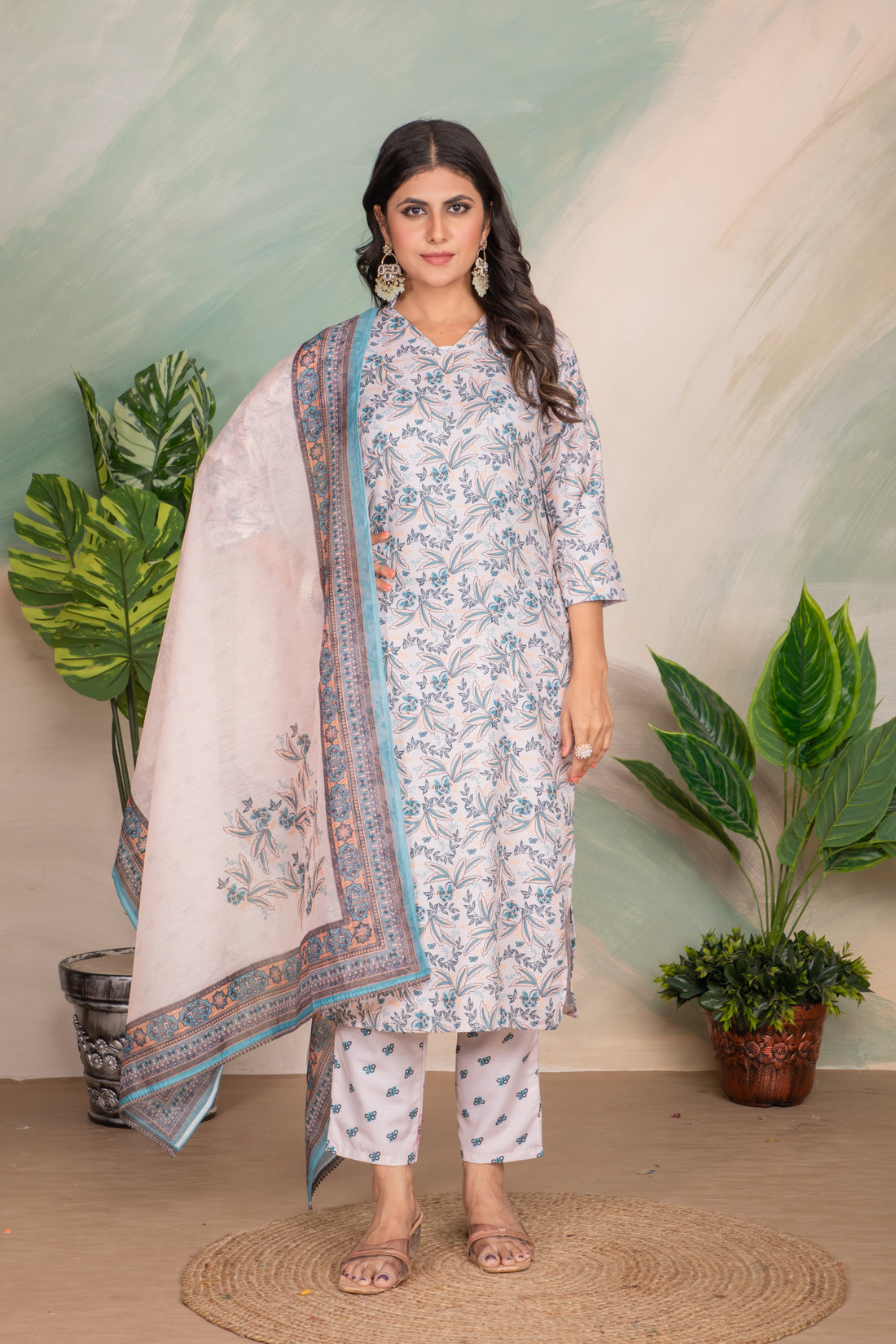 Rayon Kurta Set With Printed Dupatta