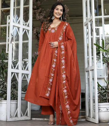 Premium Printed Crepe Kurta Set With Dupatta