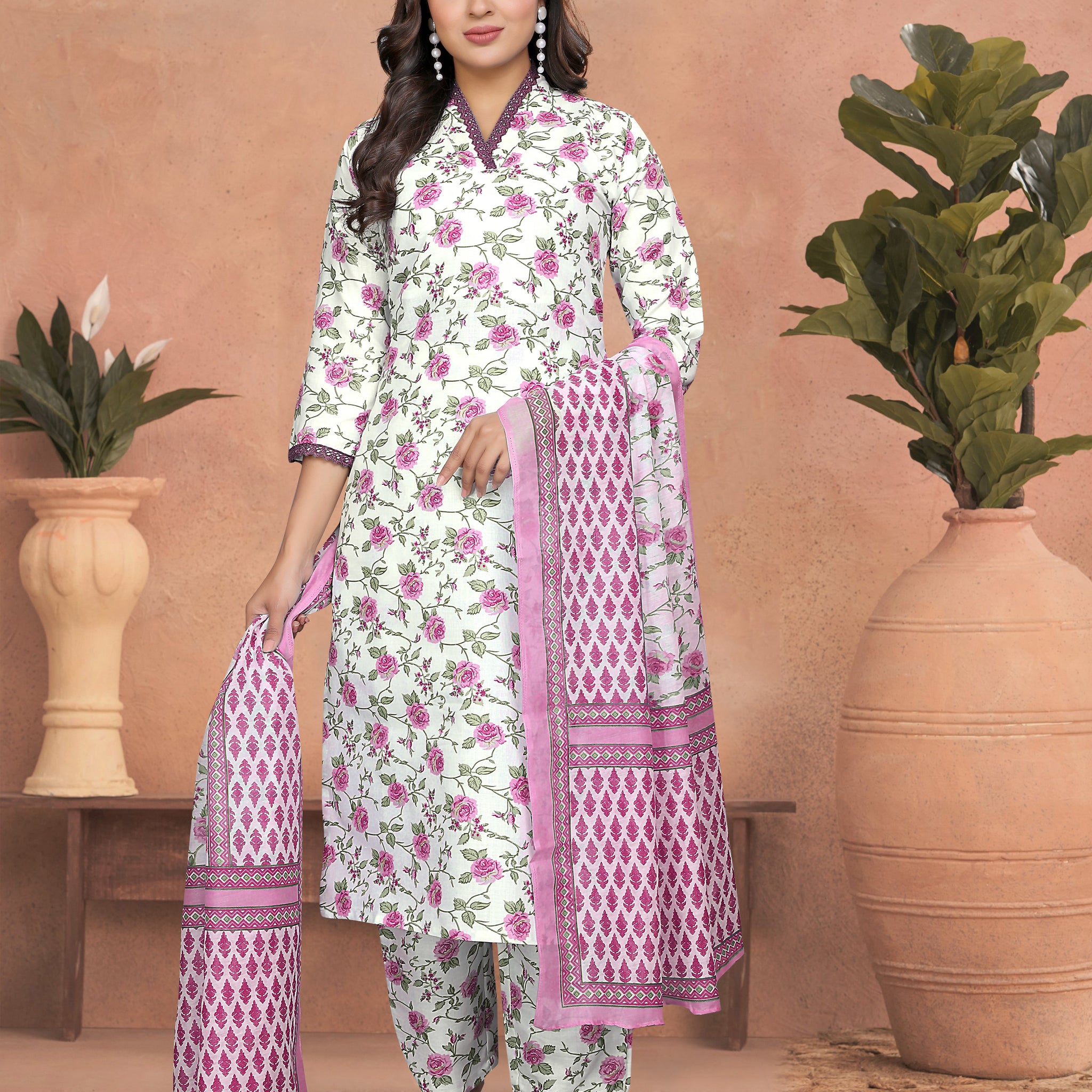 Cotton printed Kurta Set With Printed Dupatta