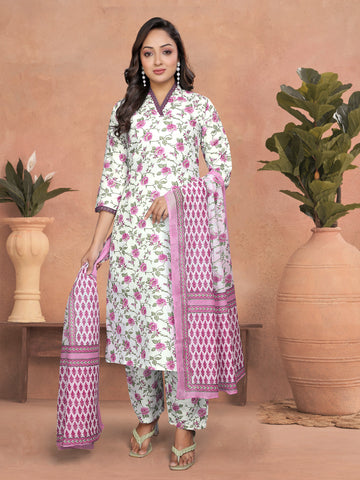 Cotton printed Kurta Set With Printed Dupatta