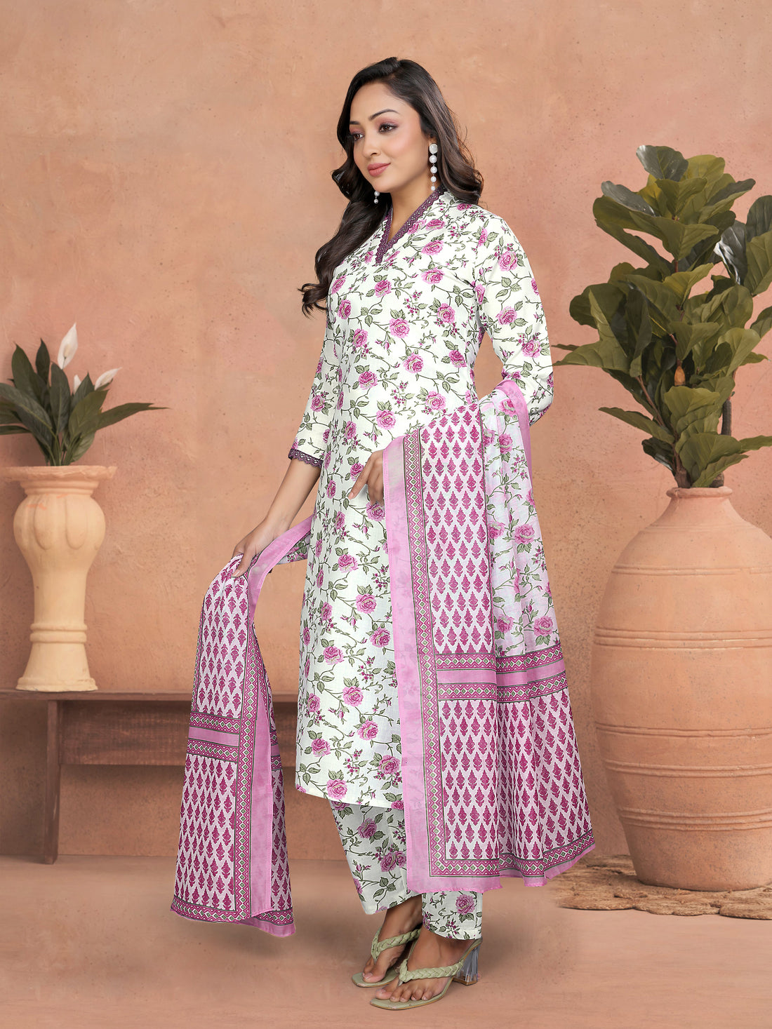 Cotton printed Kurta Set With Printed Dupatta