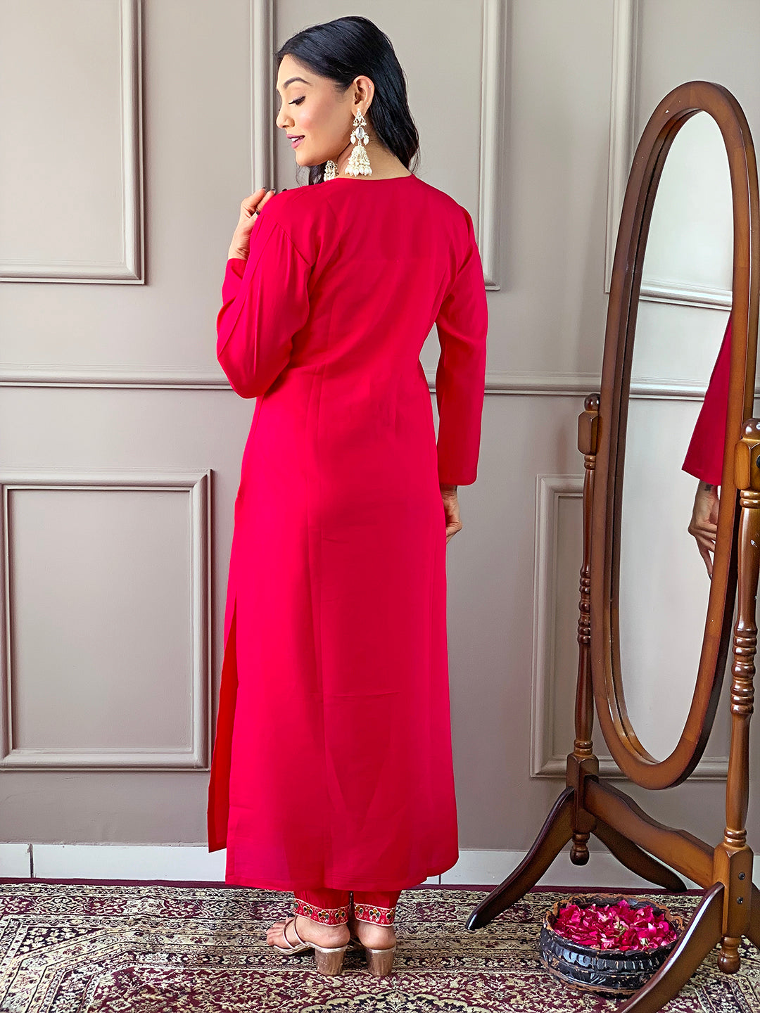 Viscose Chanderi Kurta Set With Dupatta