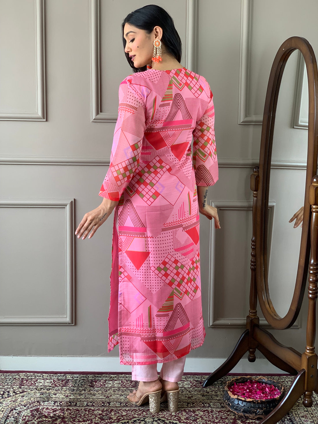 Viscose Chanderi Kurta Set With Dupatta