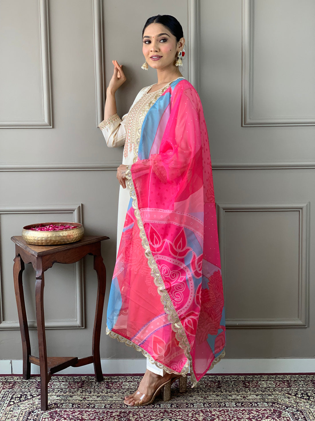 Viscose Chanderi Kurta Set With Dupatta