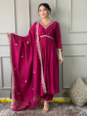 Vichitra  Kurta Set With Dupatta