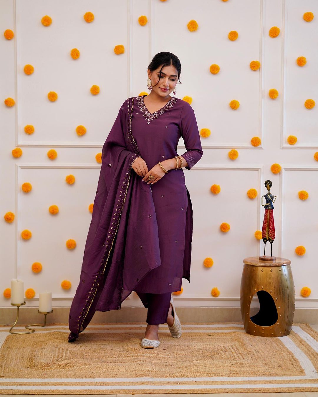 Roman Silk Kurta Set With Pure Chanderi Dupatta