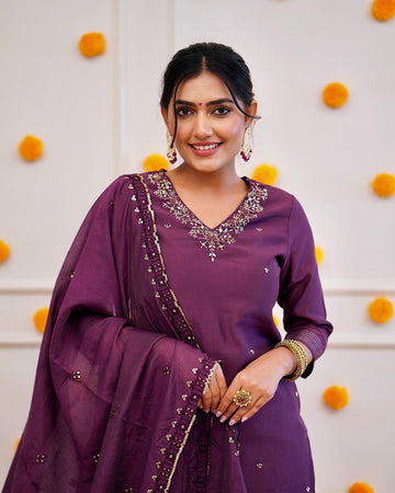 Roman Silk Kurta Set With Pure Chanderi Dupatta