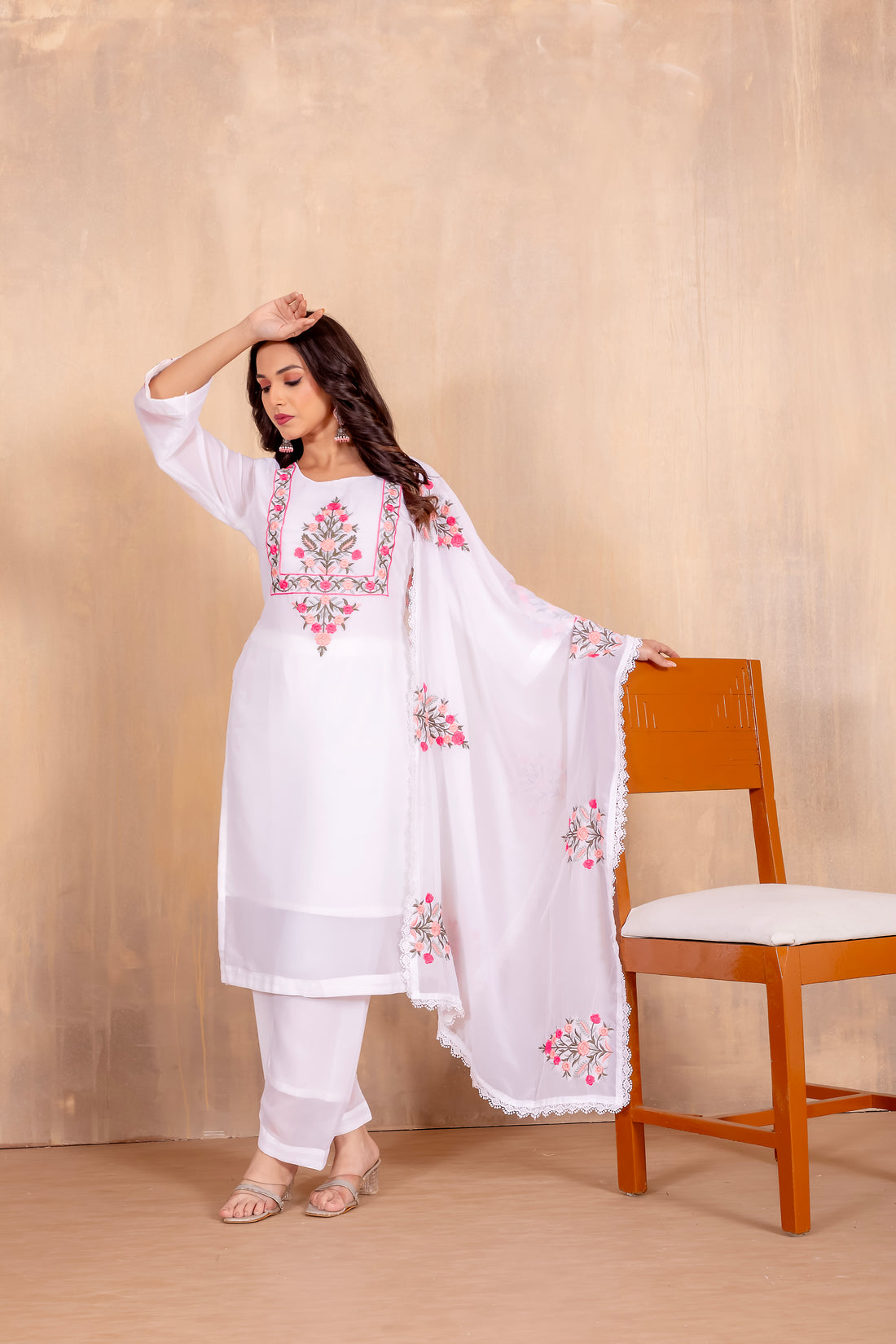 Heavy Faux Georgette Embroidery Work Kurta Set With Embroidery Dupatta