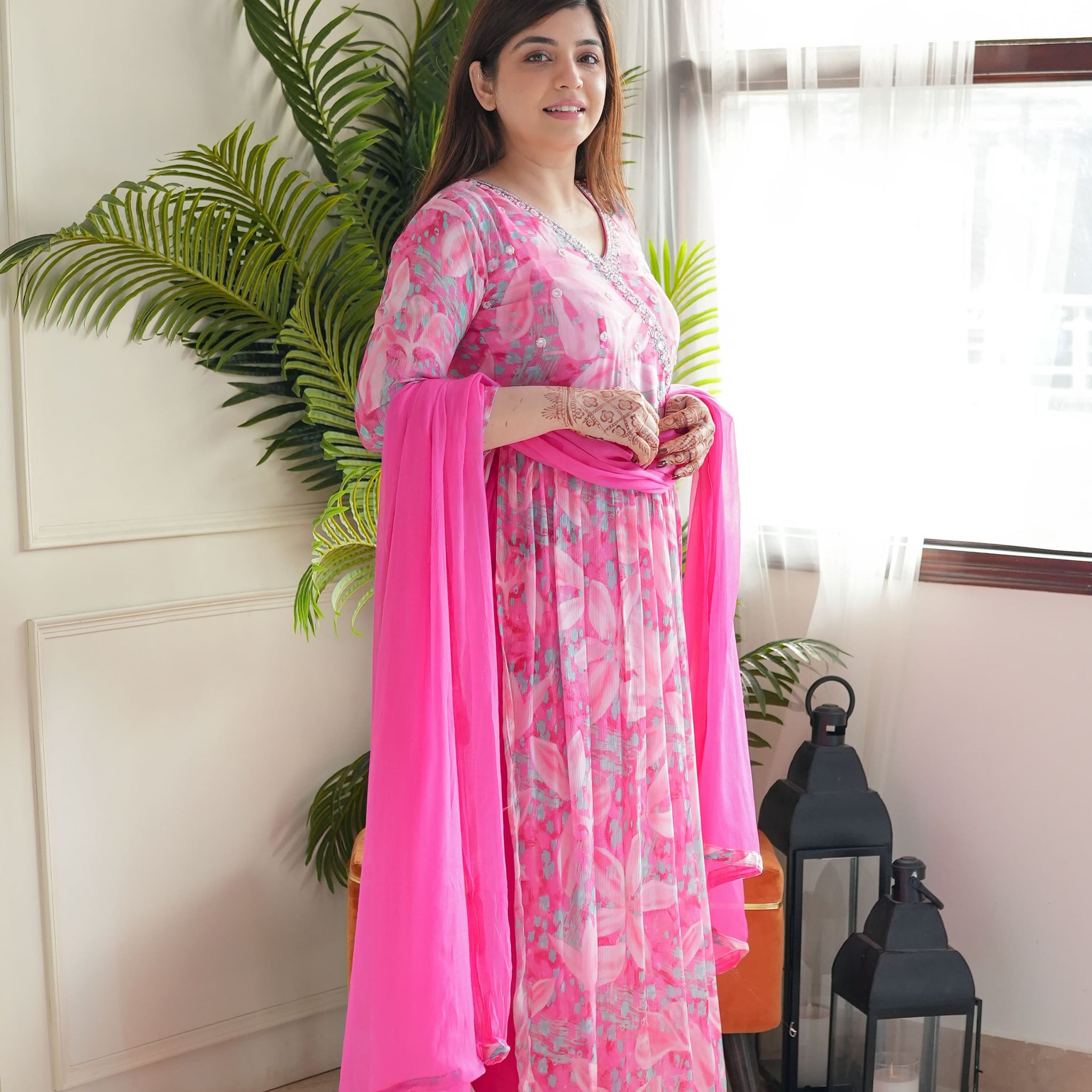 Viscose Chanderi Kurta Set With Dupatta