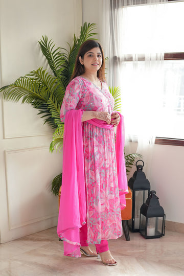 Viscose Chanderi Kurta Set With Dupatta