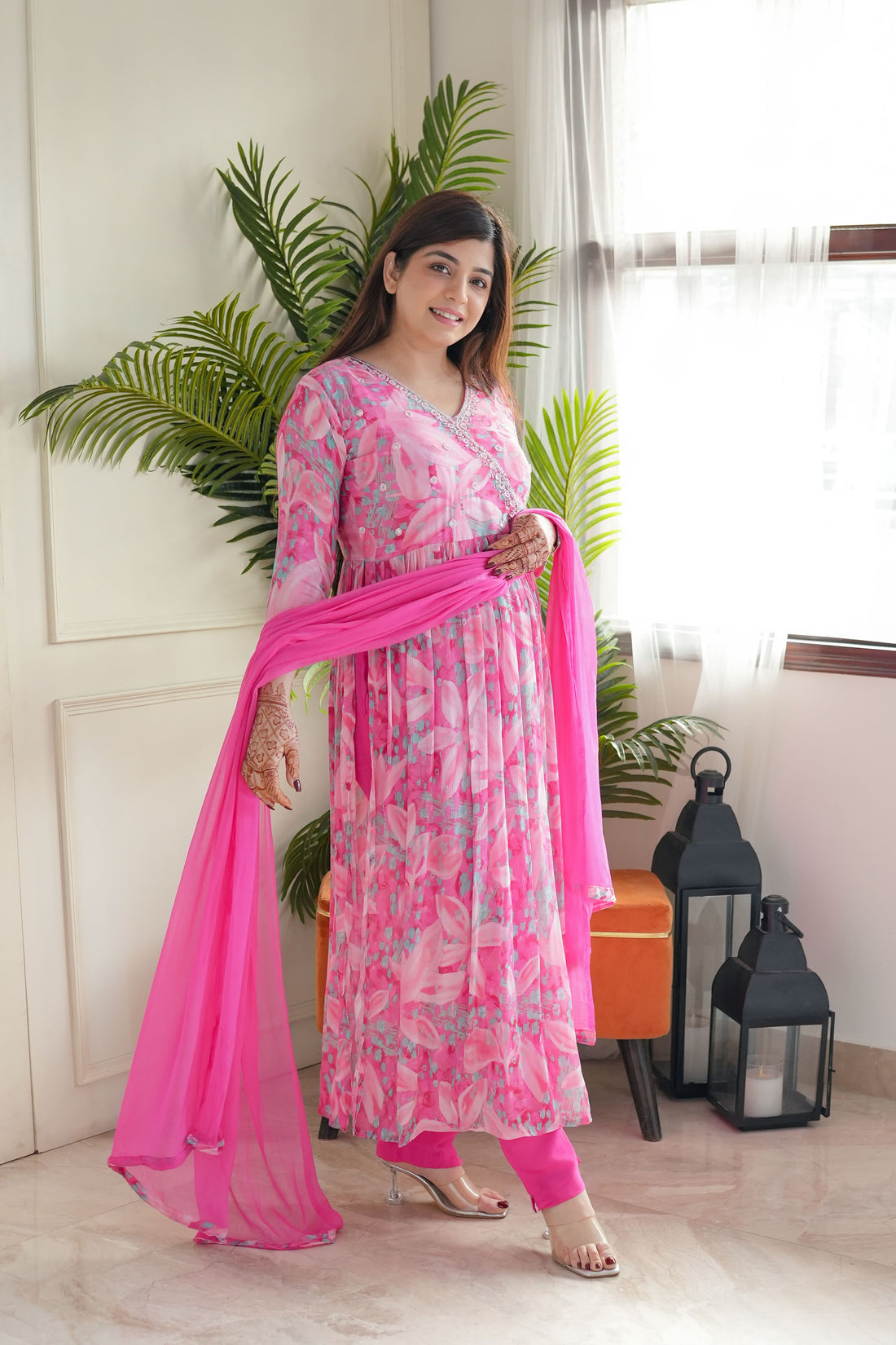 Viscose Chanderi Kurta Set With Dupatta