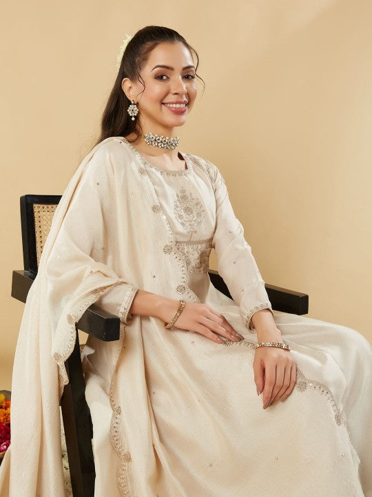 Graceful Muslin Printed Kurta Set with Chanderi Dupatta ✨