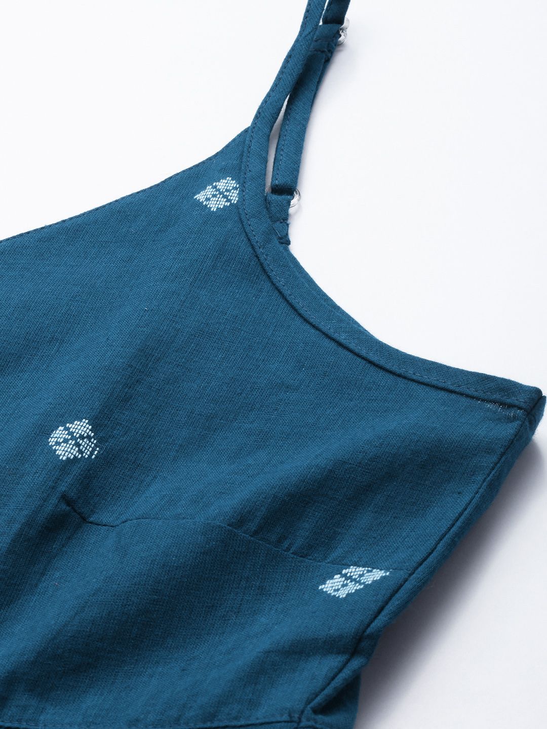 Blue Geometric Cotton Peplum Crop